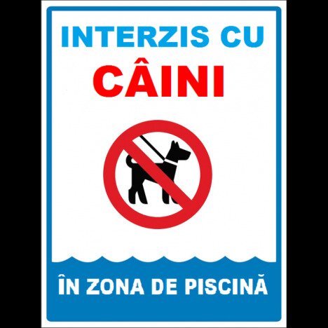 Placuta interzis cu caini in zona de piscina