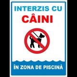 Placuta interzis cu caini in zona de piscina